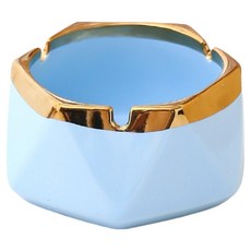 Cashirich 彩色設計菸灰缸 11.6 x 5.8 cm, 天藍色 + 金色, 1個