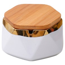 Cashrich 彩色設計菸灰缸 11.6 x 5.8 cm + 附蓋套組, 1個, 白色 + 金色