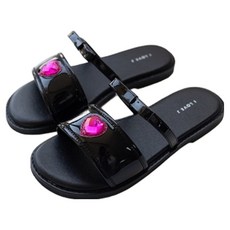 ILoveJ 女童麥克利心形寶石拖鞋