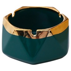 Cashirich 彩色設計菸灰缸 11.6 x 5.8 cm, 深綠色 + 金色, 1個