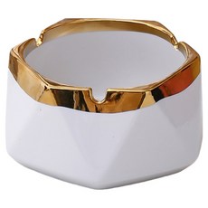 Cashirich 彩色設計菸灰缸 11.6 x 5.8 cm, 白色 + 金色, 1個