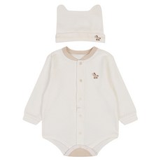 에뜨와 유아용 선물용 면 유네바디수트모자 세트 + 쇼핑백