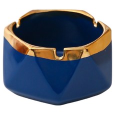 Cashirich 彩色設計菸灰缸 11.6 x 5.8 cm, 深海軍藍 + 金色, 1個