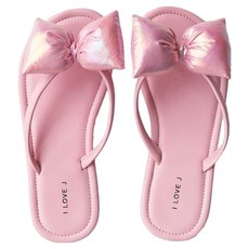 ILoveJ 女童款HJ夏季澎澎蝴蝶結人字拖