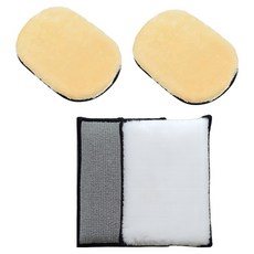 Caronic 車用超細纖維羊毛洗車手套 2入 + 內裝清潔塗抹器 2入 組, 1套