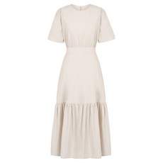 에이비에프지 여성용 허리 리본끈 뒷지퍼 플레어 반팔 원피스 AFZ5MO44