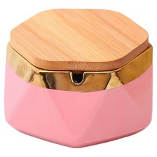Cashrich 彩色設計菸灰缸 11.6 x 5.8 cm + 附蓋套組, 1個, 粉紅色 + 金色