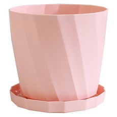 小麥購物 簡約創意仿瓷塑料花盆含托盤 L251, 1組, 櫻花粉