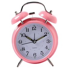 微笑可愛指針式桌上型鬧鐘 10.5 x 5.5 x 16.5 cm, 粉紅色