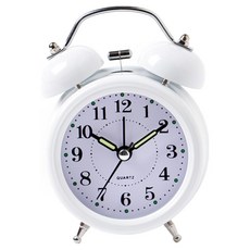微笑可愛指針式桌上型鬧鐘 8.2 x 4.5 x 11.5 cm, 白色