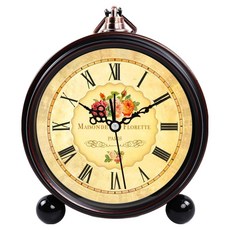 Misoroun 復古指針式桌鐘 13.5 x 4.8 x 15.5 cm, 古典花卉