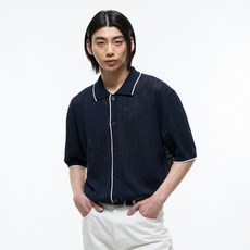 TNGT 男款EasyCare寬鬆版型可水洗鉤針領開襟衫 TNSW4E207N20