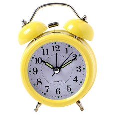 微笑可愛指針式桌上型鬧鐘 8.2 x 4.5 x 11.5 cm, 黃色