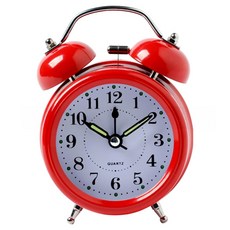 微笑可愛指針式桌上型鬧鐘 8.2 x 4.5 x 11.5 cm, 紅色