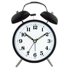 微笑可愛指針式桌上型鬧鐘 10.5 x 5.5 x 16.5 cm, 黑色