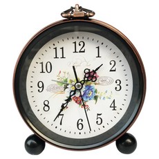 Misoroun 復古指針式桌鐘 13.5 x 4.8 x 15.5 cm, 復古花卉藍