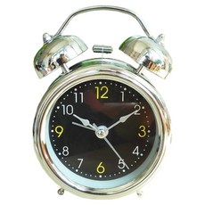 微笑可愛指針式桌上型鬧鐘 8.2 x 4.5 x 11.5 cm, 黑銅色