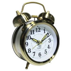 微笑可愛指針式桌上型鬧鐘 8.2 x 4.5 x 11.5 cm, 青銅色