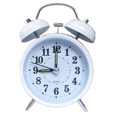 微笑可愛指針式桌上型鬧鐘 10.5 x 5.5 x 16.5 cm, 白色