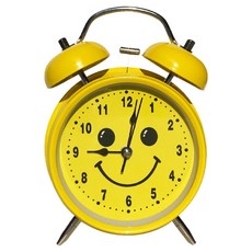 微笑可愛指針式桌上型鬧鐘 10.5 x 5.5 x 16.5 cm, 微笑黃