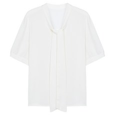 에이비에프지 여성용 리본 타이 브이넥 반팔 블라우스 AFZ2MB57