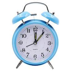 微笑可愛指針式桌上型鬧鐘 10.5 x 5.5 x 16.5 cm, 藍色
