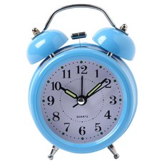 微笑可愛指針式桌上型鬧鐘 8.2 x 4.5 x 11.5 cm, 藍色