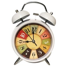 微笑可愛指針式桌上型鬧鐘 10.5 x 5.5 x 16.5 cm, 白色拼色