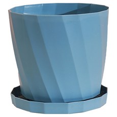 小麥購物 簡約創意仿瓷塑料花盆含托盤 L251, 1組, 湖光藍
