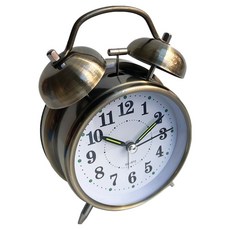 微笑可愛指針式桌上型鬧鐘 10.5 x 5.5 x 16.5 cm, 青銅色