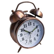 微笑可愛指針式桌上型鬧鐘 10.5 x 5.5 x 16.5 cm, 紅銅色