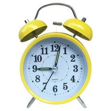 微笑可愛指針式桌上型鬧鐘 10.5 x 5.5 x 16.5 cm, 黃色