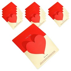 Eumes 愛心訊息迷你卡片 + 信封套組, 象牙紅, 12套