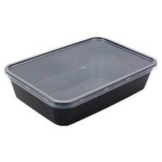 아이엔피 사각 내열용기 블랙 PP-500A 500ml 17.5 x 12 x 4 cm, 1개, 25개