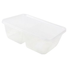 Inp 2格方形透明耐熱容器 PP-750D 750ml 17.5 x 12 x 5.8 cm, 1個, 25個