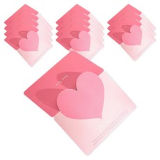 Eumes 愛心訊息迷你卡片 + 信封套組, 柔粉色, 12套