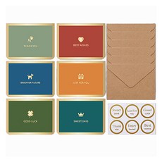 Eumes 金色線條插畫迷你卡片6種組合, 1套, 簡約