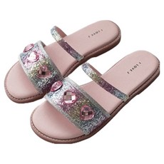 ILoveJ 女童McCleary心形寶石拖鞋