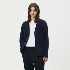 TNGT 男款半寬鬆短版毛圈紡V領開襟衫 TNSW4E101N2095