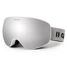 Oaklans M8 滑雪 單板滑雪護目鏡, 白色(鏡框), 銀色(鏡面鏡片), 1個