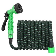 MashaTwo 園藝用防纏繞水管 + 噴水槍 7.5m 套組, 1套, 綠色