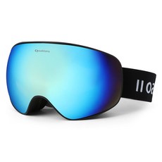 Oaklans M8 滑雪 單板滑雪護目鏡, 黑色(鏡框), 藍金色(鏡面鏡片), 1個