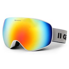 오클랜즈 M8 스키 스노우 보드고글, 화이트(프레임), 레드(미러렌즈), 1개