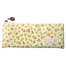 花朵扁平收納包, 1個, 奶油色