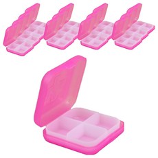 Globalpick 方形4格迷你藥盒 粉紅色 6 x 6 x 2 cm, 14個
