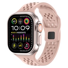 HAMATE 適用Apple Watch多孔洞柔軟矽膠錶帶, 1個, 嬰兒粉