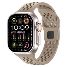 HAMATE 適用Apple Watch多孔洞柔軟矽膠錶帶, 1個, 米色