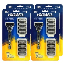 HAOWELL HAOWELL 男士用5層刀片刮鬍刀柄 + 9入刀片組, 4套
