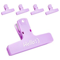 헬로 스마일 냉장고 자석 밀봉 집게 5p, 퍼플