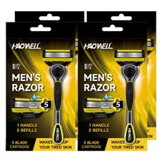 HAOWELL HAOWELL 男性專用5層刀片刮鬍刀 刀柄 + 5片刀片組, 4套